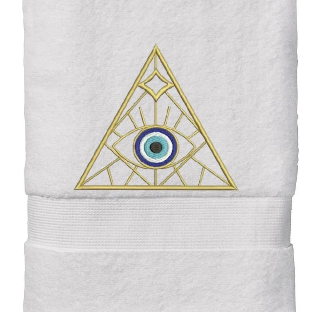 Evil Eye Hand towel embroidered Pick one New Made to order Black or white